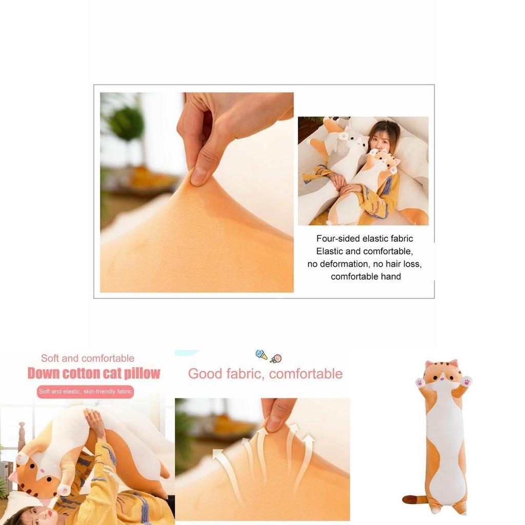 Adorable Long Cat Plush Toy Soft Stuffed Kitten Pillow Perfect For Kids Sleeping Comfort