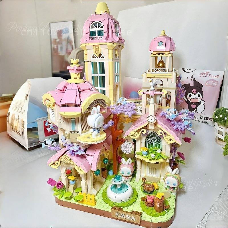 New EMMA Secret Forest Dream Castle Building Blocks Street Scene Assembling Model Toy Kawaii Desktop Decorations Christmas Gift