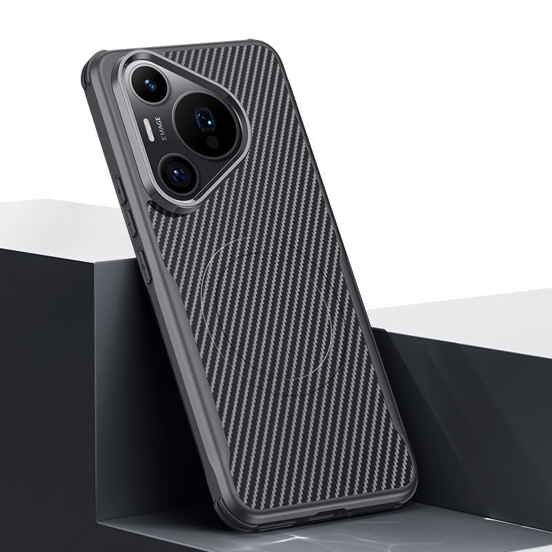 

Чехол для телефона из кевларового волокна с магнитным креплением для Huawei Pura 70 Ultra, чехол Magsafe Magsafe для HUAWEI Pura 70 Mate 60 Pro Plus, чехол для беспроводной зарядки Pura 70 Ultra чёрный