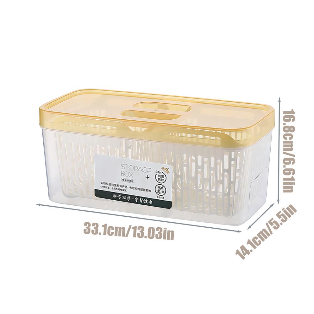 5L Food Storage Box Detachable Filter Screen Large Capacity Fruit Organizer For Refrigerator Storage Containers Kitchen