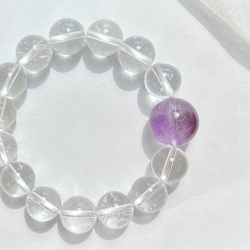 High Quality 12-15Mm Natural White Crystal Amethyst Design Bracelet Bracelet