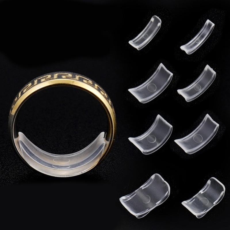 8pcs Clear Ring Size Adjusters For Loose Rings Invisible Spirals Design Silicone Resizer Guard Ring Adjuster Inserts