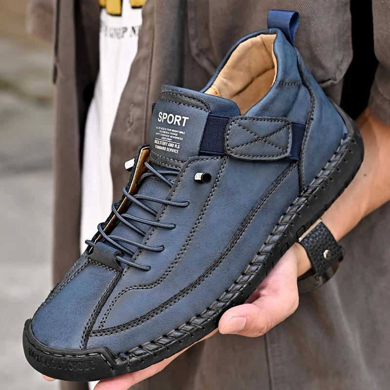 Fashion Autumn and winter burst 2024 large size men in the help outdoor casual shoes sewing men's shoes