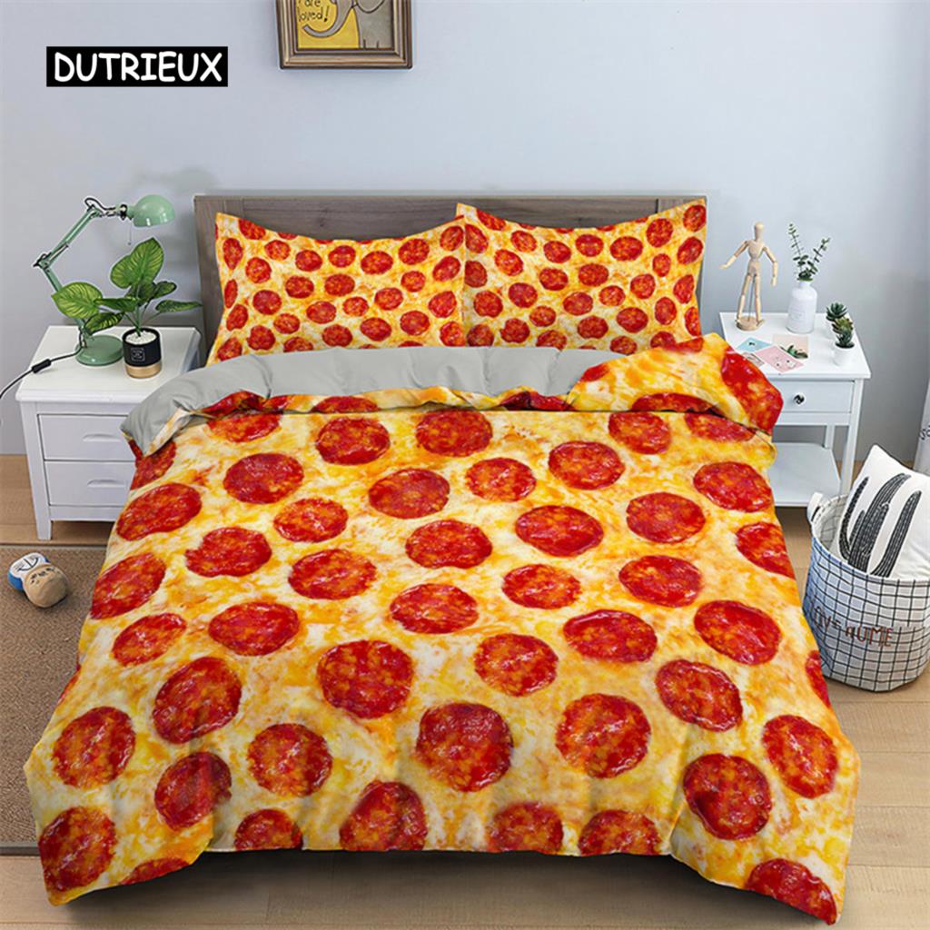 Hamburger Bedding Set Snack Pattern Duvet Cover Twin King For Kids Adults Decor Microfiber 3D Donut Quilt Cover With Pillowcases