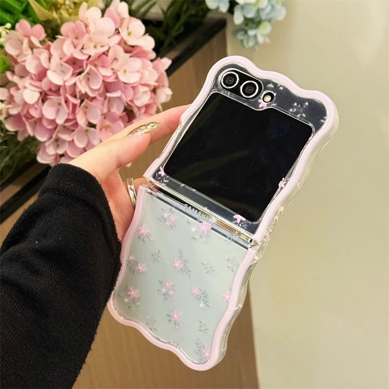 For Samsung Galaxy Z Flip 3 4 5 Case Cute Butterfly Flower Bracelet Wave Clear Shockproof Cover For Samsung Z Flip5 ZFlip5