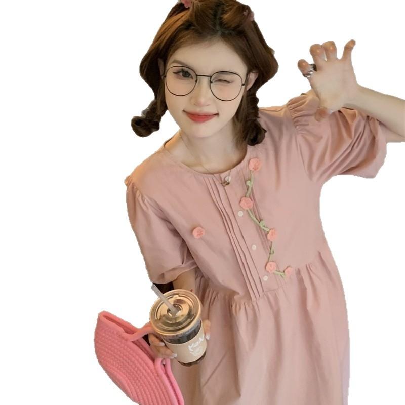 Summer French Embroidery Sweet Summer Dress Age Reduction Bubble New Dress Junior High School Niche Gentle Wind First Love Skirt