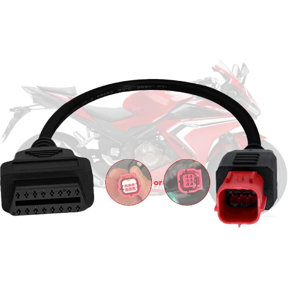 6 Pin OBD2 Adapter Cable,Fit For Guzzi Kawasaki Suzuki Yamaha Piaggio Vespa Honda Motorcycle OBD Diagnostic Cable,Euro5 6-Pin Connector Fits CAN Bus