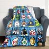 1pc Mario Characters Flannel Throw Blanket HD Printed Lightweight Soft Warm All Season Blanket for Sofa, Bed, Travel, Camping Machine Washable