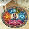 Chakra Lotus Round Rug Water & Fire Meridian Design, Non-Slip Crystal Velvet Yoga Mat for Meditation,Living Room & Bedroom Decor