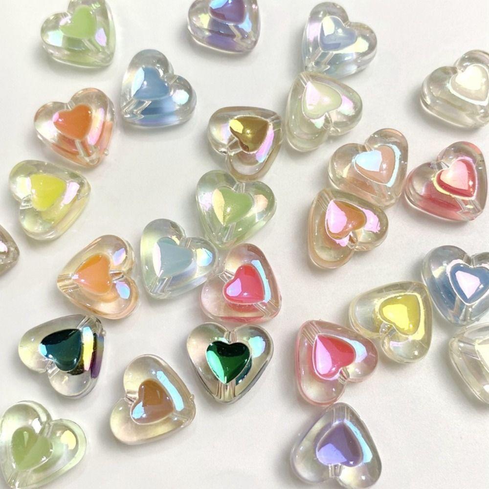 

7pcs Makeing Bracelet Acrylic Love Heart Beads Necklace Loose Spacer Beads DIY Jewelry оранжевый