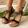 Women’s Beaded Open-Toe Roman Flat Sandals Bohemian Summer Shoes