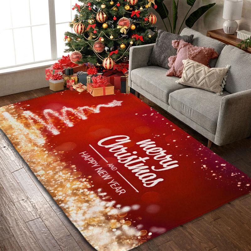 Christmas Bedroom Rug Entrance Simple Anti-slip Flannel Bath Living Kitchen Room Hallway Floor Mats Carpet Bedside Foot Mats