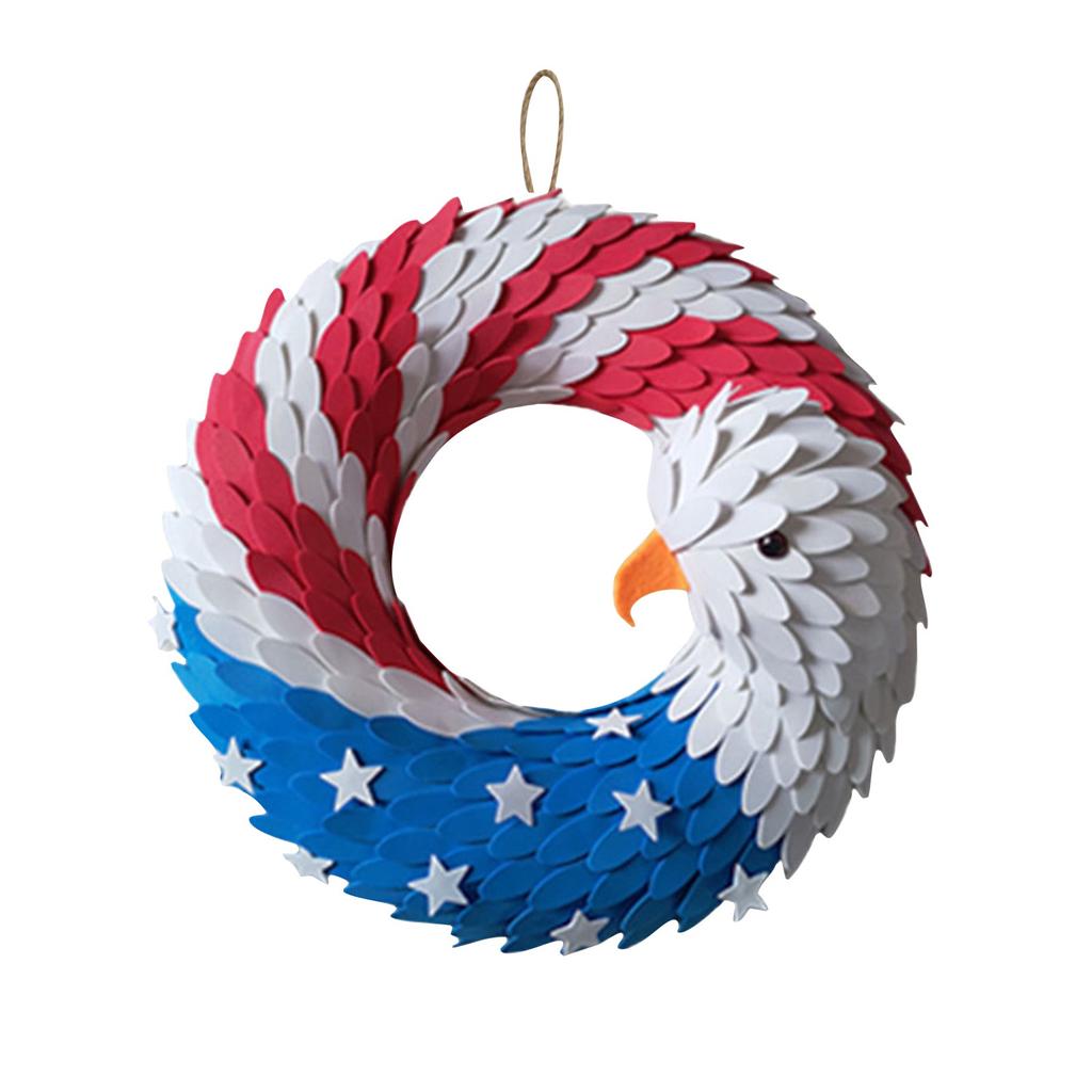 USA Independence Day Wreath, American Flag Patriotic Wreath Front Door Decoration