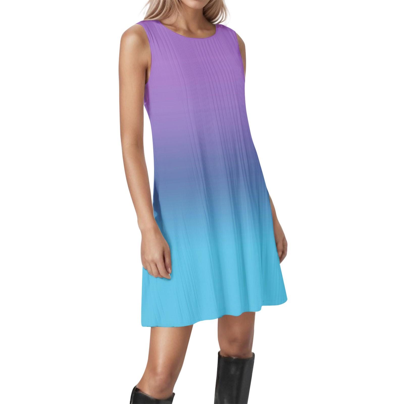 

Женские повседневные платья без рукавов с градиентным круглым вырезом L фиолетовый