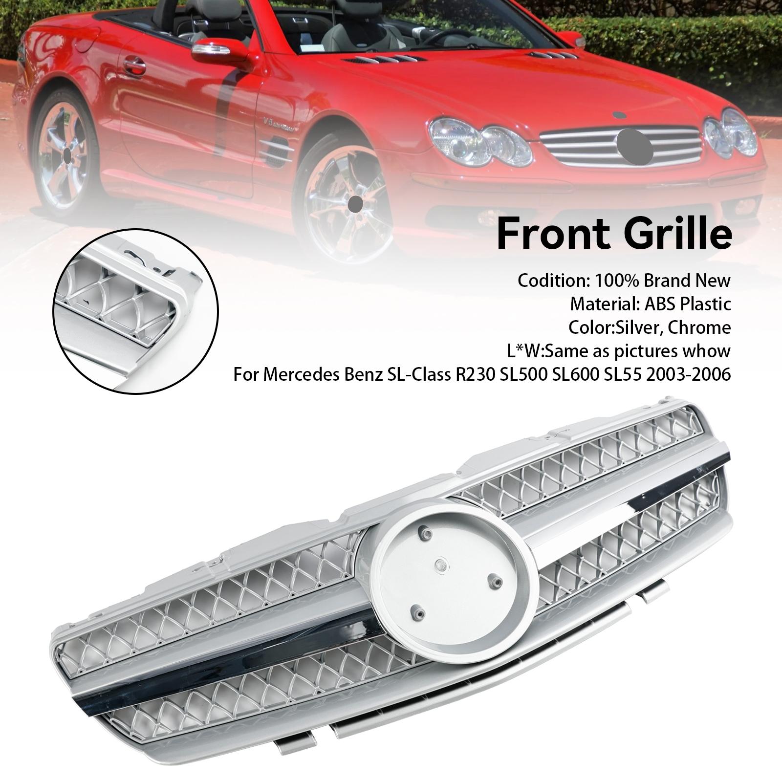 

Front Bumper Upper Grill Grille Fit Mercedes R230 SL500 SL600 2003-2006 1 Fin