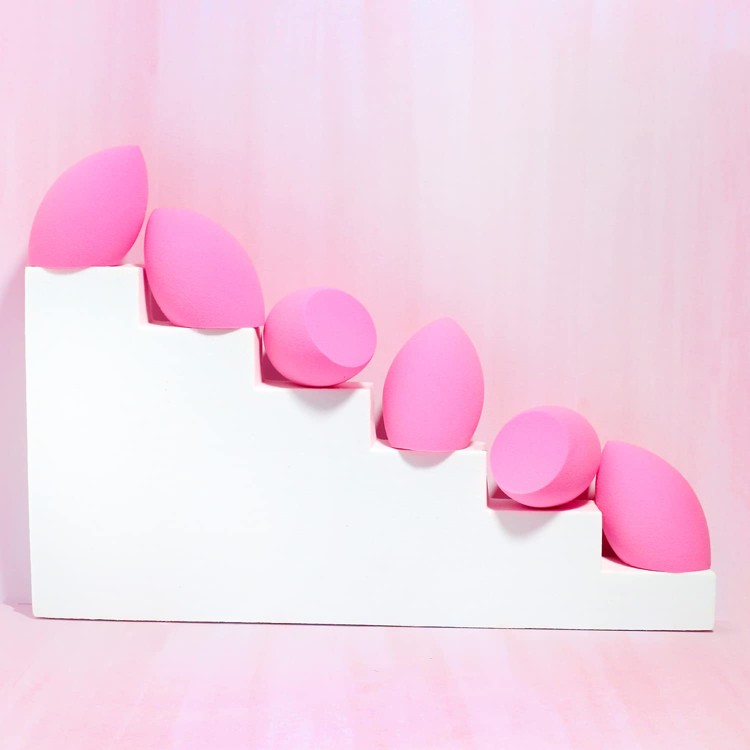 6-Piece Makeup Sponge Set, Makeup Blender, Latex-Free, HD Ultra Soft, Beauty Cosmetics Angled Shape (Pink) United States