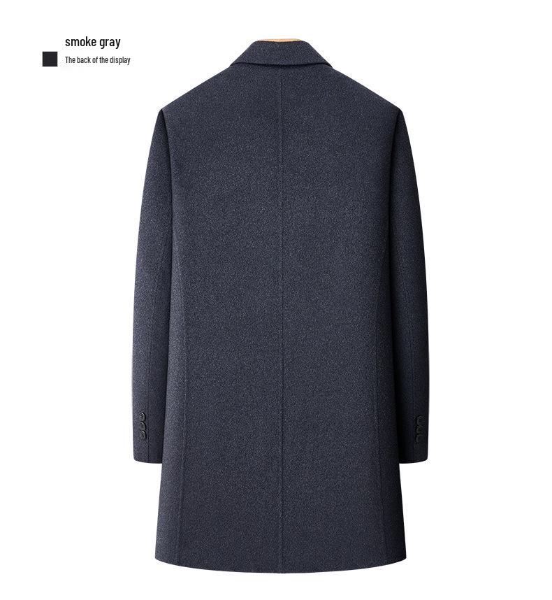 Men's Double-Sided Wool Cashmere Coat with Lapel, Detachable Down Jacket for Winter – Long Coat for Middle-Aged Dads