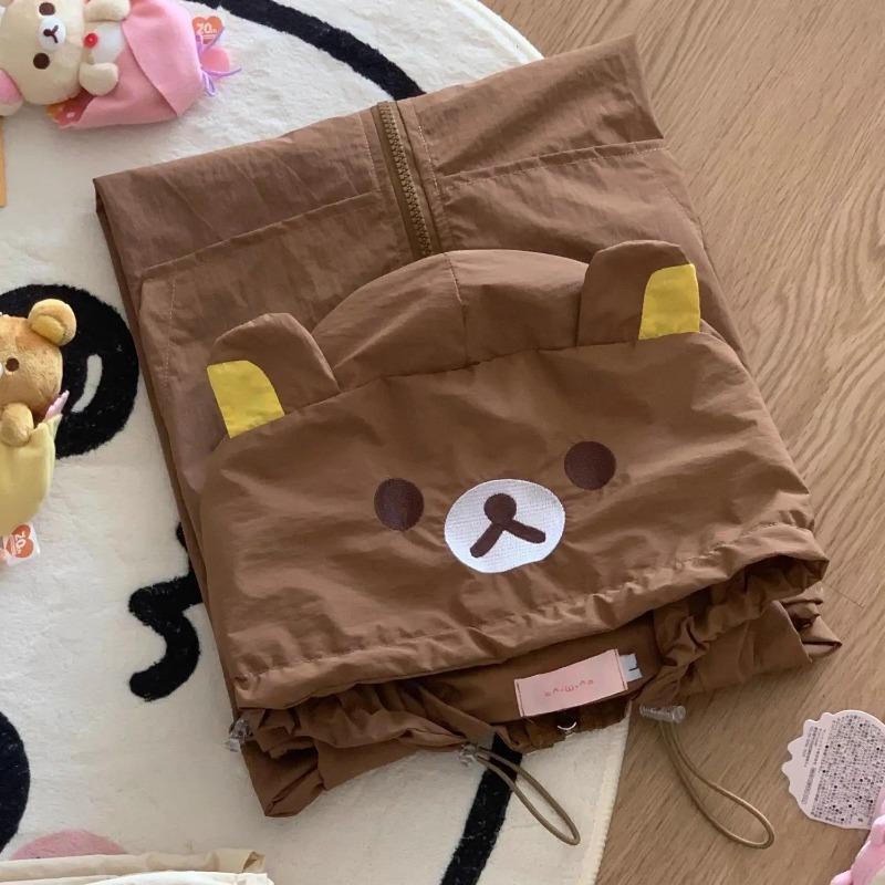 Bear Ear Hooded Summer Coats Long Sleeve Zipper Women Jackets Preppy Style Japanese Cartoon Thin Outerwear Y2k Kawaii Sweet