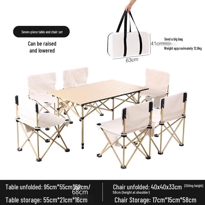 ZISIZ Aluminum Alloy Roll-up Picnic Table & Chair Set