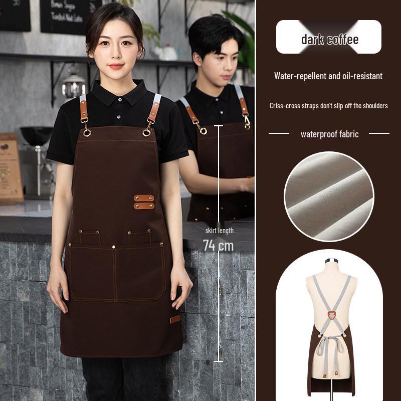 Waterproof Young Waiter Apron with Logo for Milk Tea Restaurant