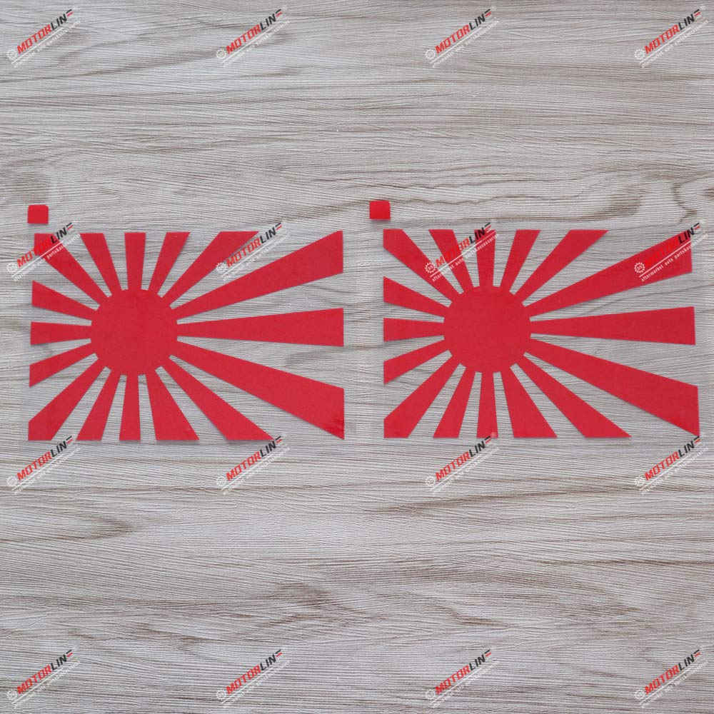 2 Pieces Red 10.2cm Japanese Rising Sun Flag Decal Sticker красный