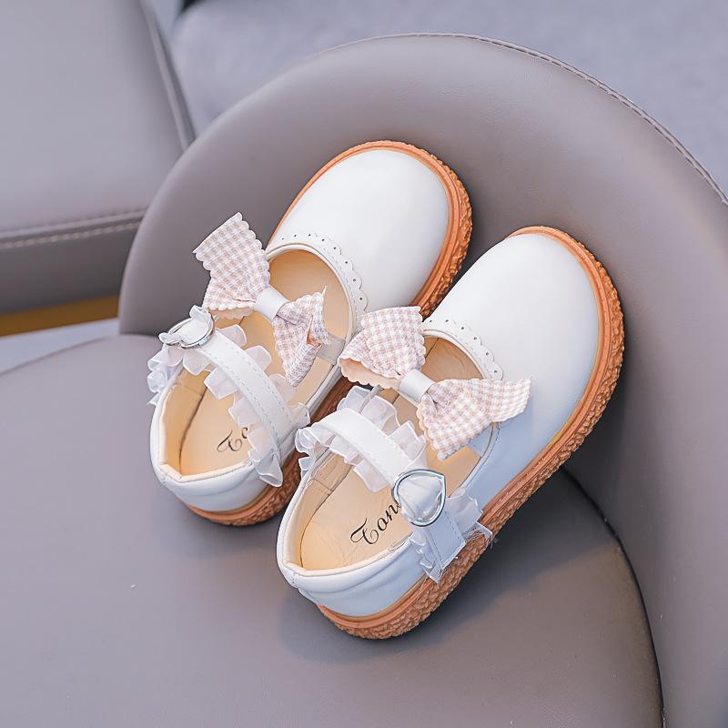 New Leather Shoes Spring Versatile Comfort Girl Shoe Soft Soled Non Slip Casual Kid Shoes Exquisite Elegant Cute Princess Shoe