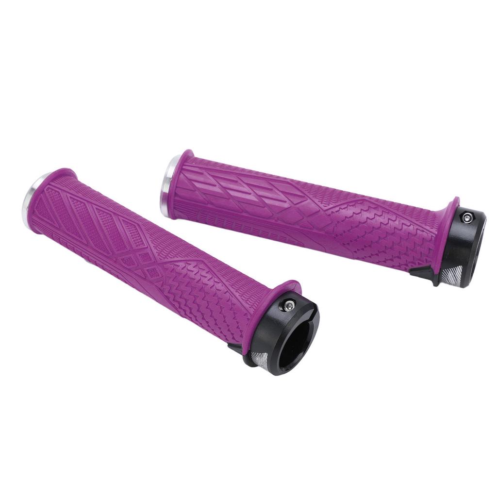 2PCS ENLEE Mountain Bike Handlebar Grips Comfortable TPR Rubber Locking MTB Bicycle GripsPurple