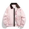 Mens Cropped Jacket Contrast Collar Utility Coat Cargo Jacket Barn Jacket Outwear with Pockets