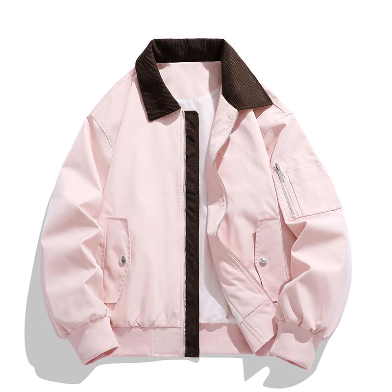 Mens Cropped Jacket Contrast Collar Utility Coat Cargo Jacket Barn Jacket Outwear with Pockets