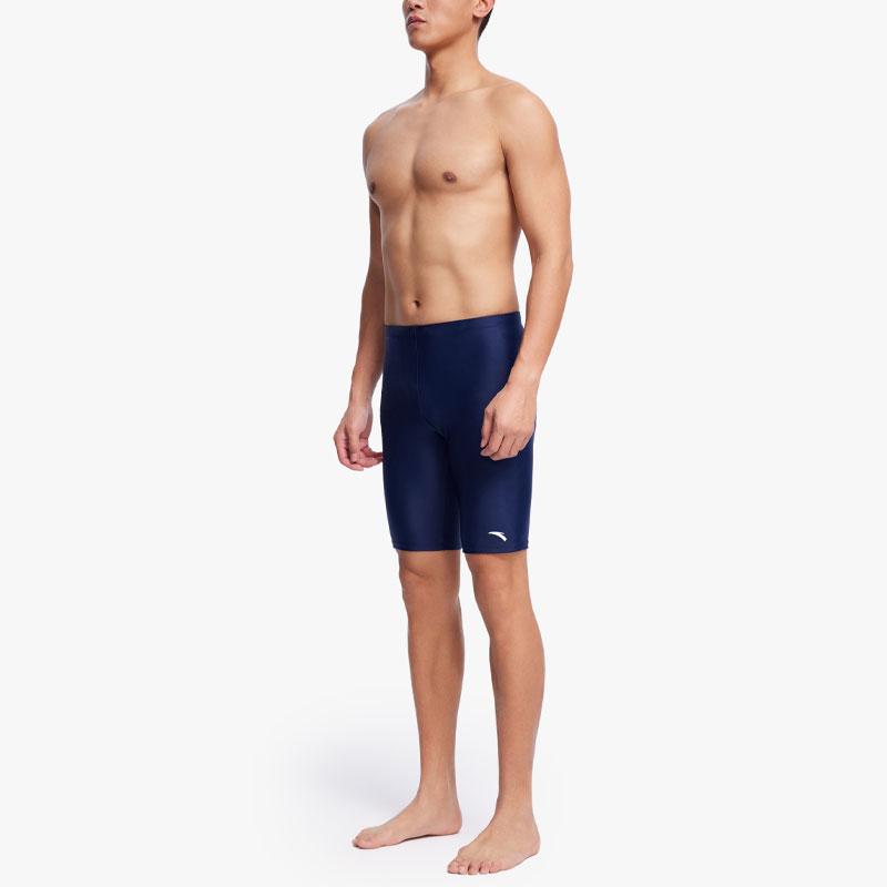 Anta Solid Color Logo Print Straight Leg Swim Trunks Men Swimwear Light-Blue 1823531453-1