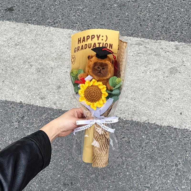 Graduation Bouquet Knitted Flowers Crochet Wedding Bouquet Graduation Gifts Party Favor Mother's Day Teacher's Day Gift