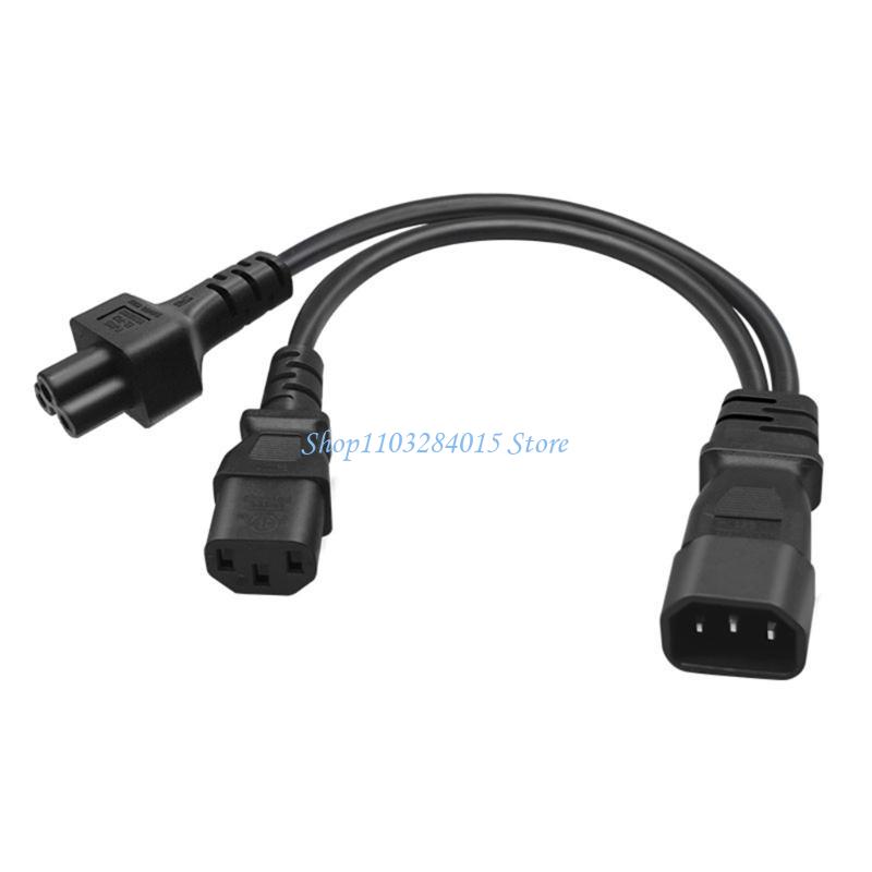 R6FF 3-pin IEC320-C14 Male To IEC320-C13+C5 Female Power Supply Converter Cable Line