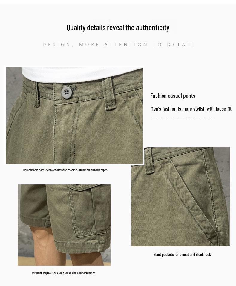 Japanese-Style Men's Versatile Trendy Casual Loose Workwear Shorts, Summer Thin 5-Point Length