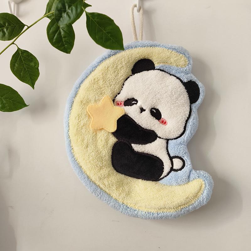 23Cm Kitchen Hand Towel Cute Cartoon Hanging Quick Drying Absorbent Children'S Household Handkerchief Coral Fleece Thick Cloth