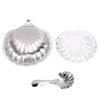 Shell Dish with Spoon Set 304 Stainless Steel Glass Inner Plate for Butter Salad Dressing Easy Cleaning Multi