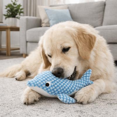 Cute Bite Resistant Crinkle Sound Pet Toy Grinding Teeth Velvet Squeaker Dog Toys Ocean Theme Dog Companion Toys Boredom