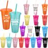 20 Unidades Copos Agradecimento Atacado 24 Oz Copos de Plástico Inspiradores Glitter Copos Reutilizáveis Com Palha E Tampa Água Café Gelado B