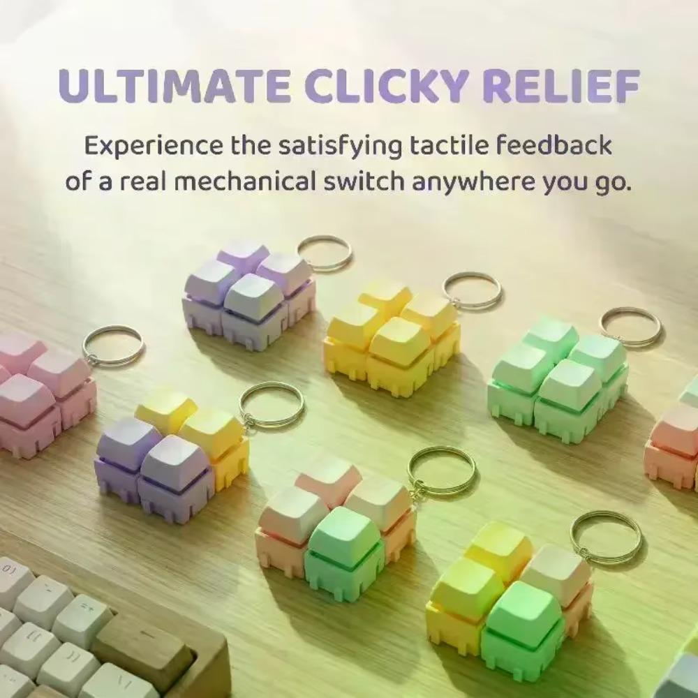 Keycap Button Mini Key Press Toy Portable Stress Relief Toy Keyboard Fidget Keychain Decompression