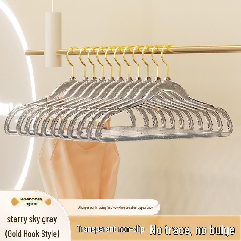 Cute Acrylic Crystal Clothes Hanger for Women's Seamless Clothing - Transparent with Gold Powder