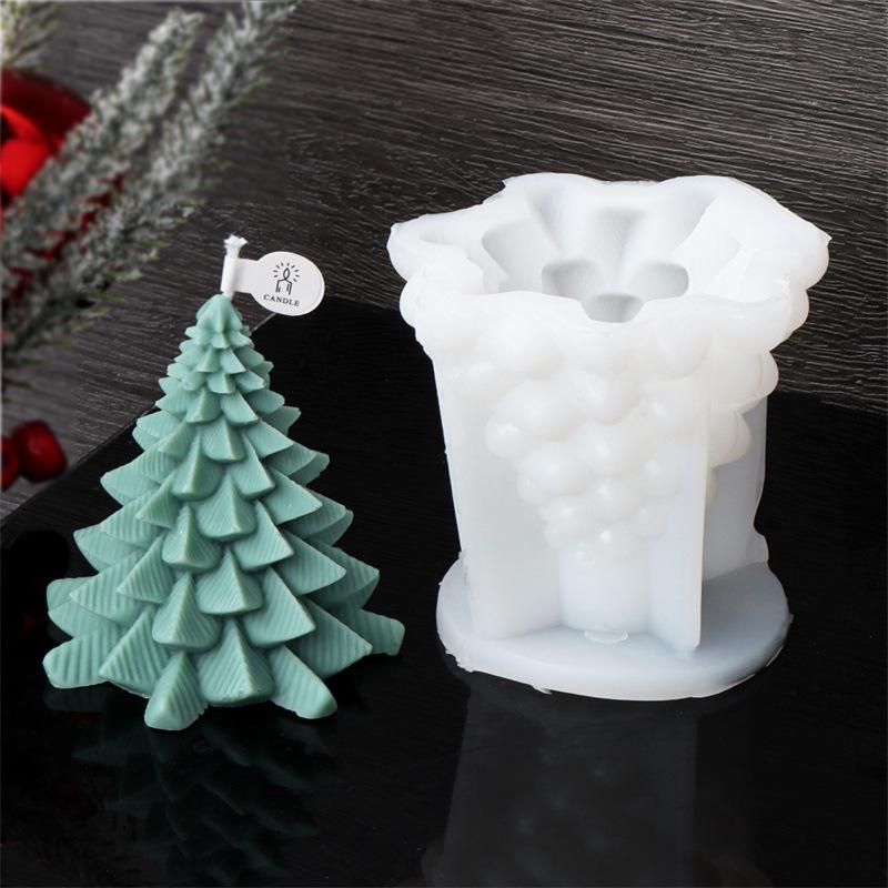 Christmas Tree Pine Aromatherapy Candle Gypsum Mold Christmas Series Candles Silicone Mold Table Decoration Silicone Mould