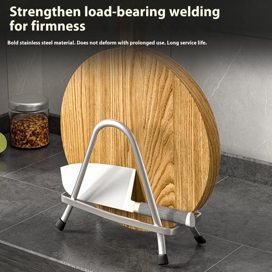 Cutting Board Holder Triangle Stainless Steel Chopping Board Organizer Anti-Slip Pan Rack Cutting Board Storage Stand for Kitchen Countertop