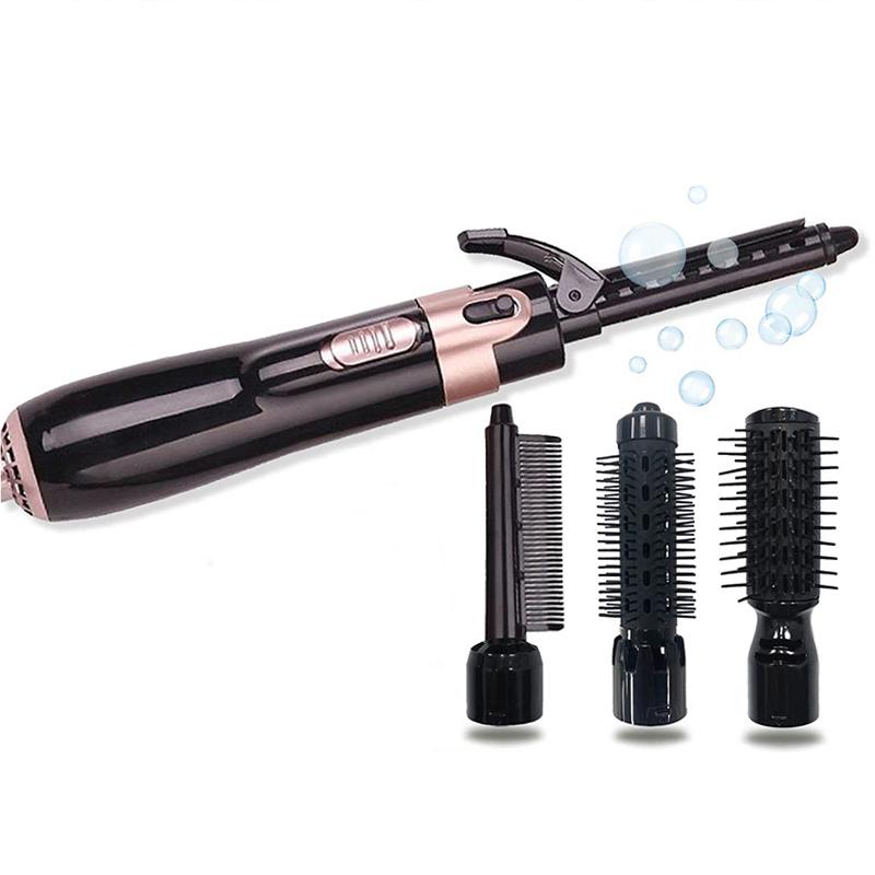 Multi-functional salon hot air hair dryer brush set, hair curler comb, interchangeable brush head, automatic hair curler
