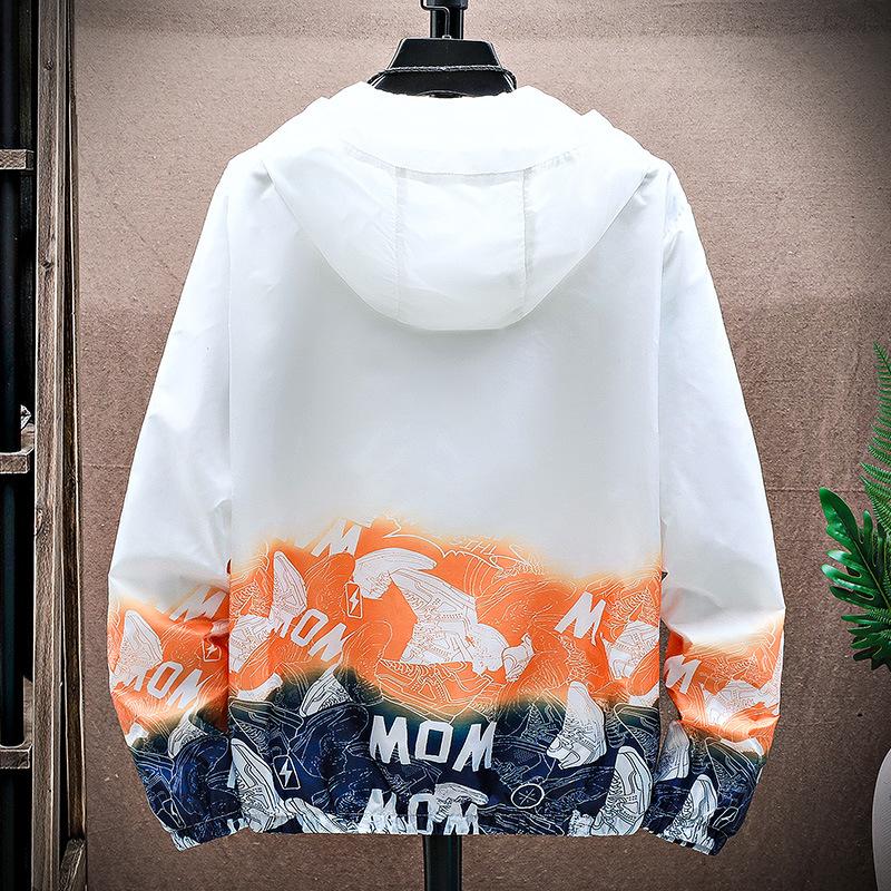 Trendy Gradient Print Hooded Windbreaker Jacket with UV Protection