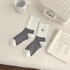 Koťátko Výšivka Kreslený Kostkovaný Středně dlouhé Dámské Ponožky - Preppy Styl Japonské Kostkované Pruhy pro Podzim/Zimu