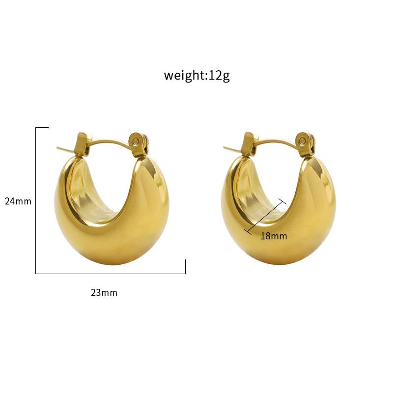 Titanium Steel U-Shaped Earrings Hollow Personalized Fashion Non-Fading Earrings Gold Girls Round Personality Trend