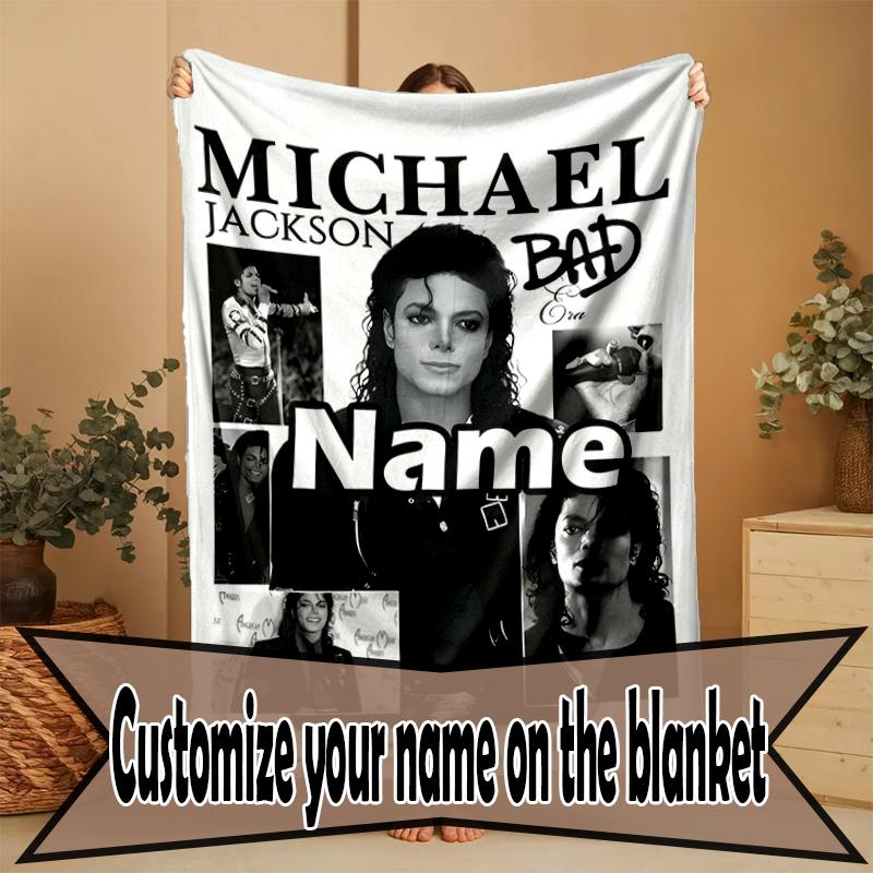 Custom Name Personalized Michael Jackson Print Blanket, Home Decor, Bedroom, Sofa, Camping, Couch, Gifts for Birthday Christmas
