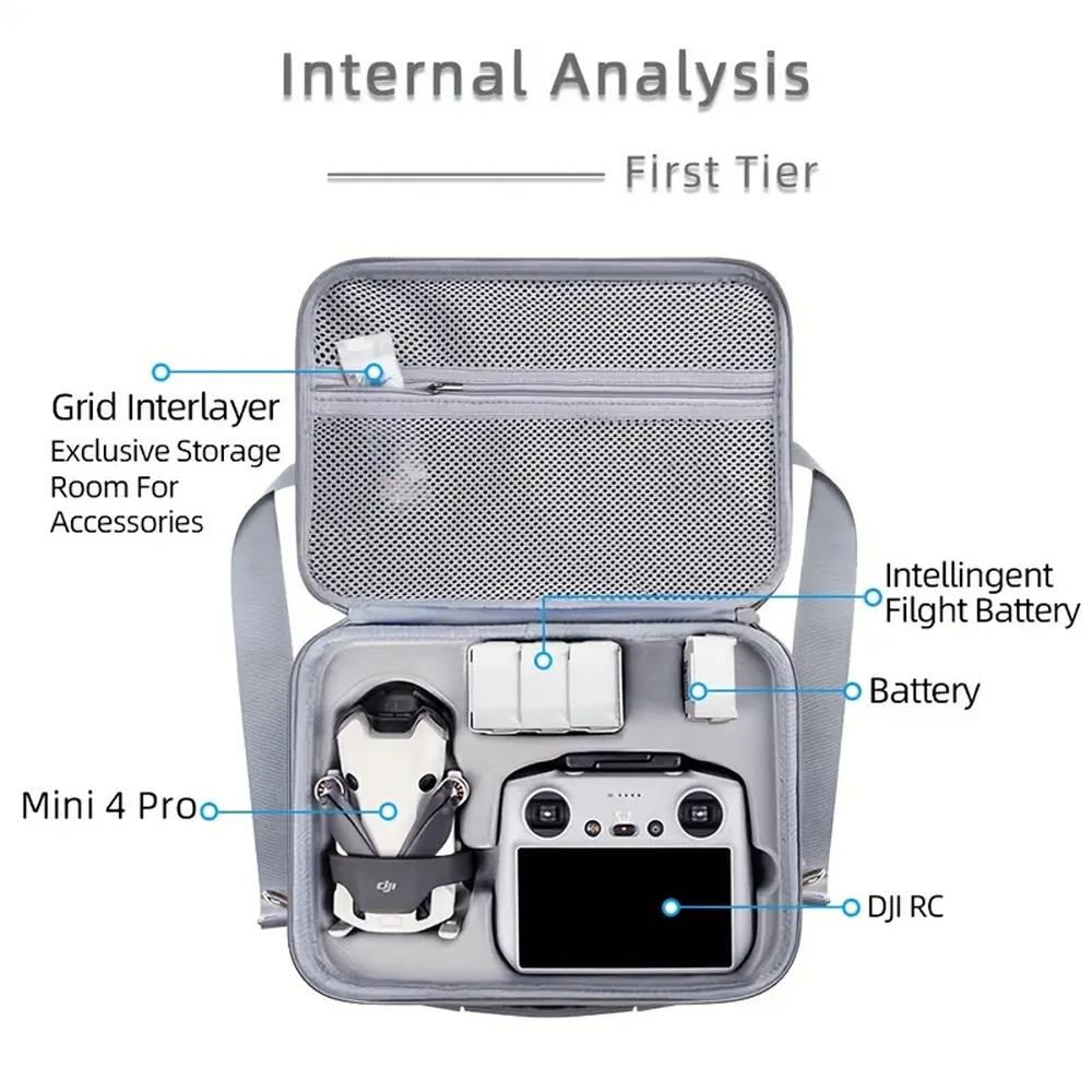 For DJI Mini 4 Pro Carrying Case Travel Shoulder Bag Scratch-Resistant Mini 4 Pro Handbag Drone Accessories Bag