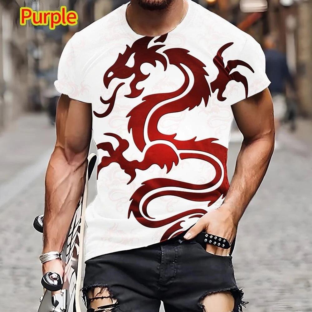 Módní tričko s čínským drakem 3D tisk pánské ležérní léto cool hip hop top s krátkým rukávem