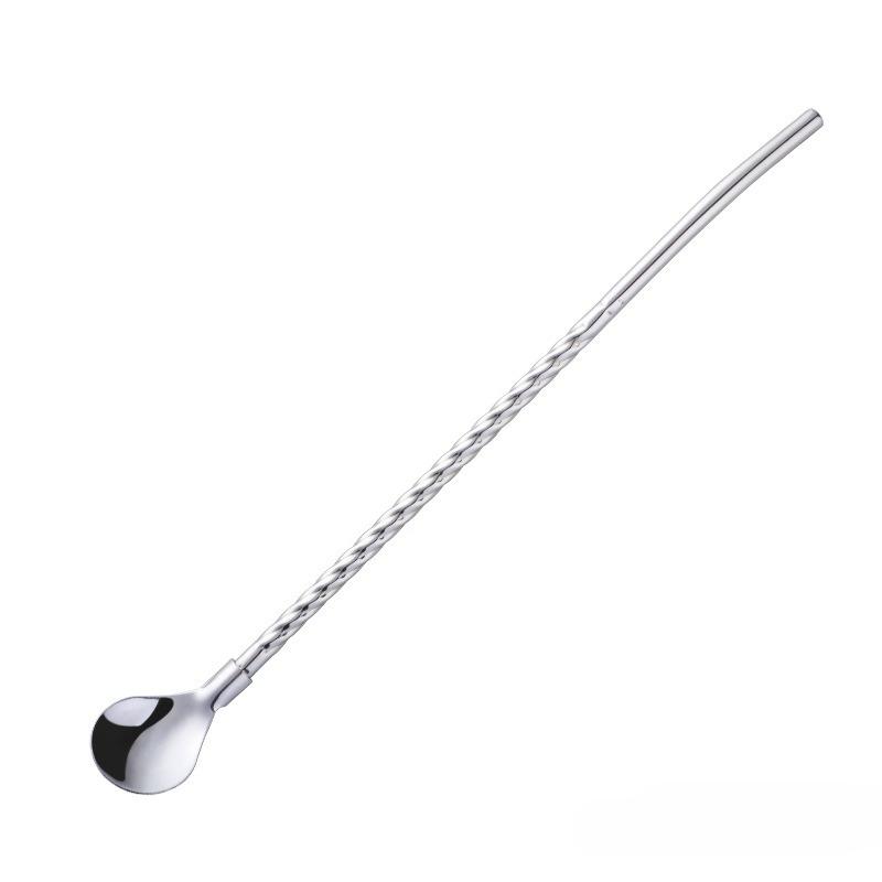 1Pc Reusable Long Straw Spoon Multicolor Stainless Steel Straws Scoop Bar Cocktail Coffee Stirring Drinking Spoon