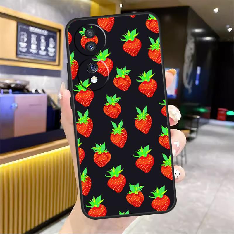 Strawberry Red For Honor Magic 8 7 6 5 Lite Case For Honor 200 400 Pro 50 70 90 X8c X8b X9a X9b X9c Win RT